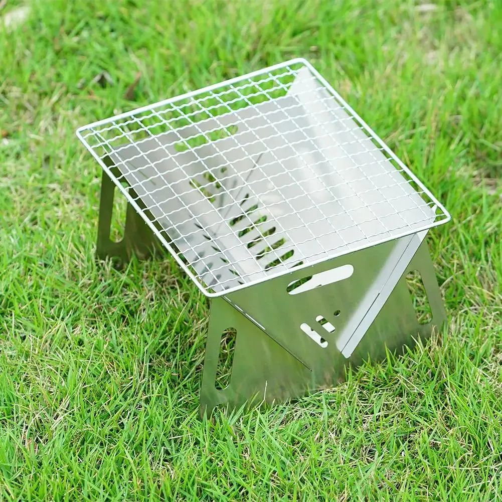 Stainless Steel Portable Folding BBQ Grill - Charcoal Stove for Outdoor Picnic & Camping