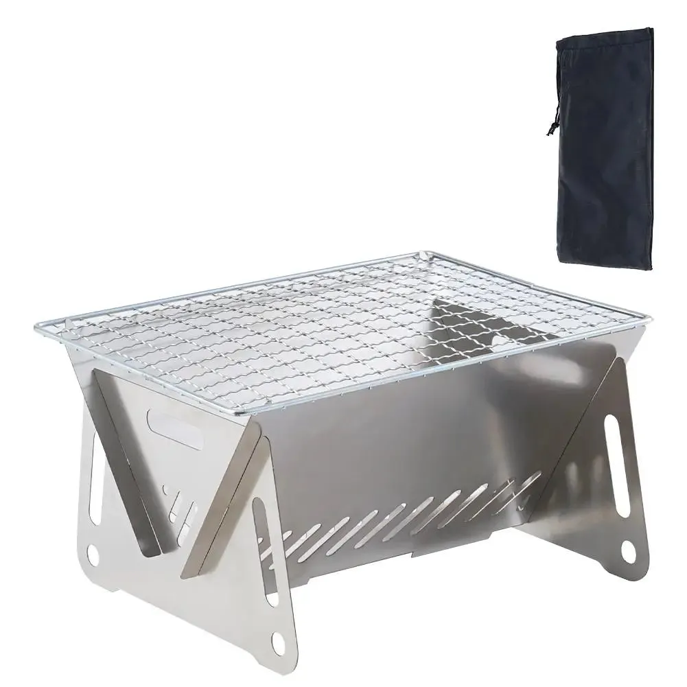 Stainless Steel Portable Folding BBQ Grill - Charcoal Stove for Outdoor Picnic & Camping