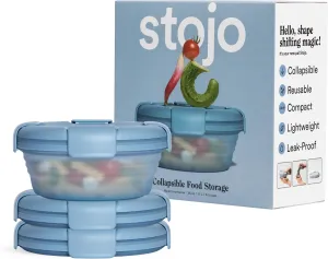 STOJO Collapsible Bowl 3 Set - Translucent Steel, 36oz - Reusable Silicone Bowl for Hot and Cold Food - Perfect for Travel, Meal Prep, To-Go Lunch, Camping & Hiking - Microwave & Dishwasher Safe