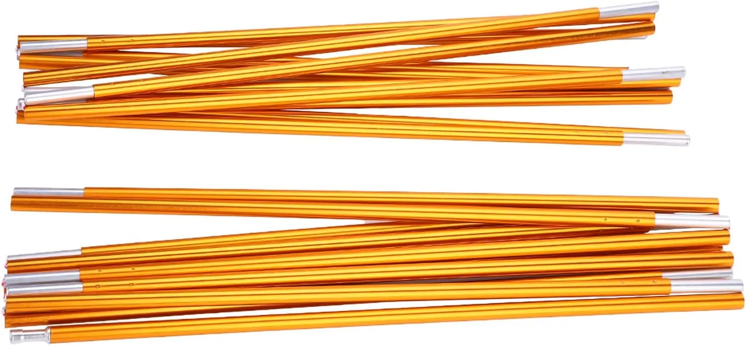 Sturdy Aluminum Alloy Tent Poles, 10 Support Bars for Outdoor Camping Hiking, Collapsible Design, Easy Setup, Anodized Polishing, Rust Resistant, Long Service Life, Gold