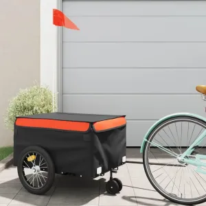 Sturdy Bike Trailer for Transport, 99.2 lb Capacity, Groceries, Tools, and More, Black and Orange