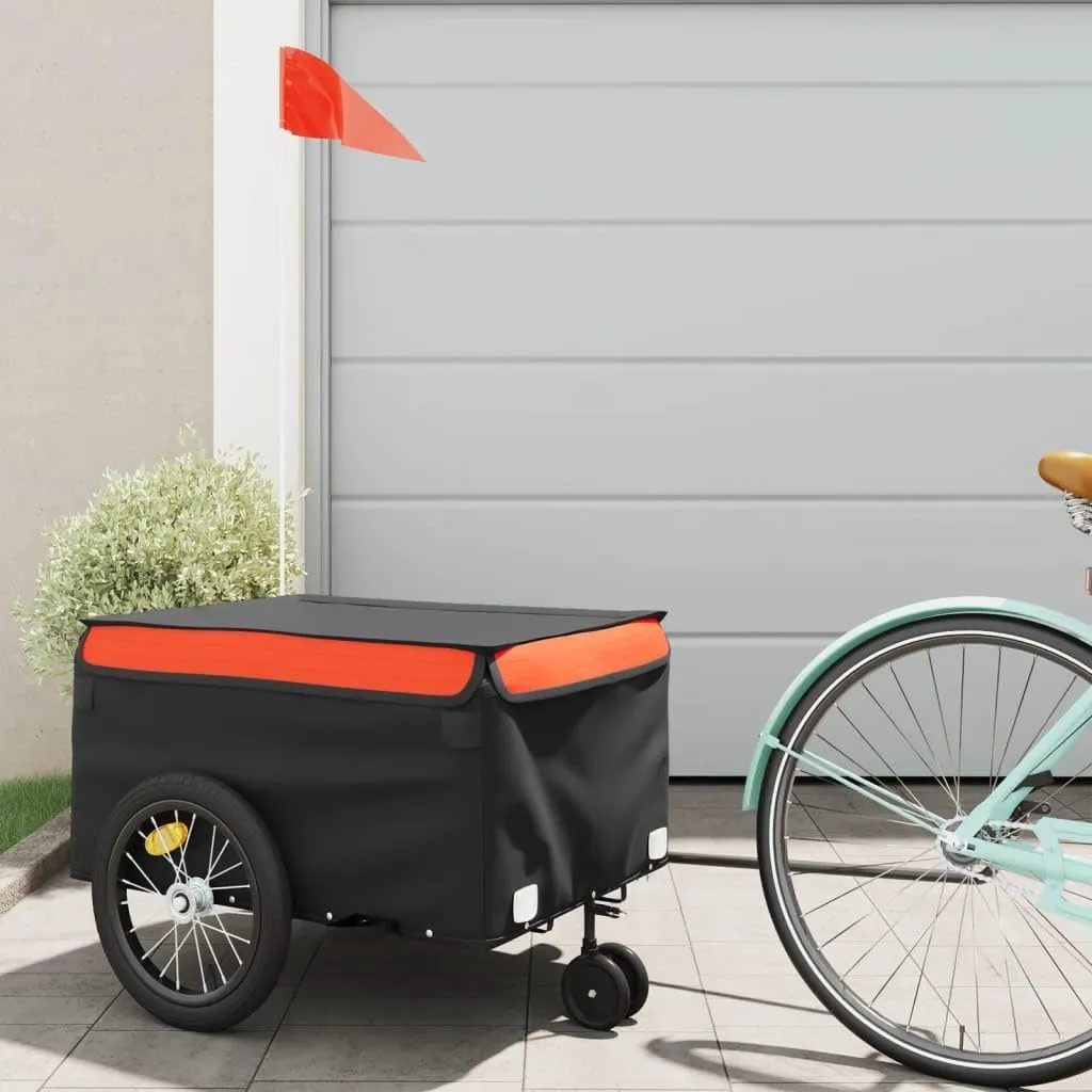 Sturdy Bike Trailer for Transport, 99.2 lb Capacity, Groceries, Tools, and More, Black and Orange