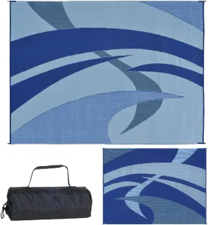 Stylish Camping 159123 Outdoor Patio / RV Camping Mat - Swirl (Blue/Gray/Black/White, 9-Feet x 12-Feet)