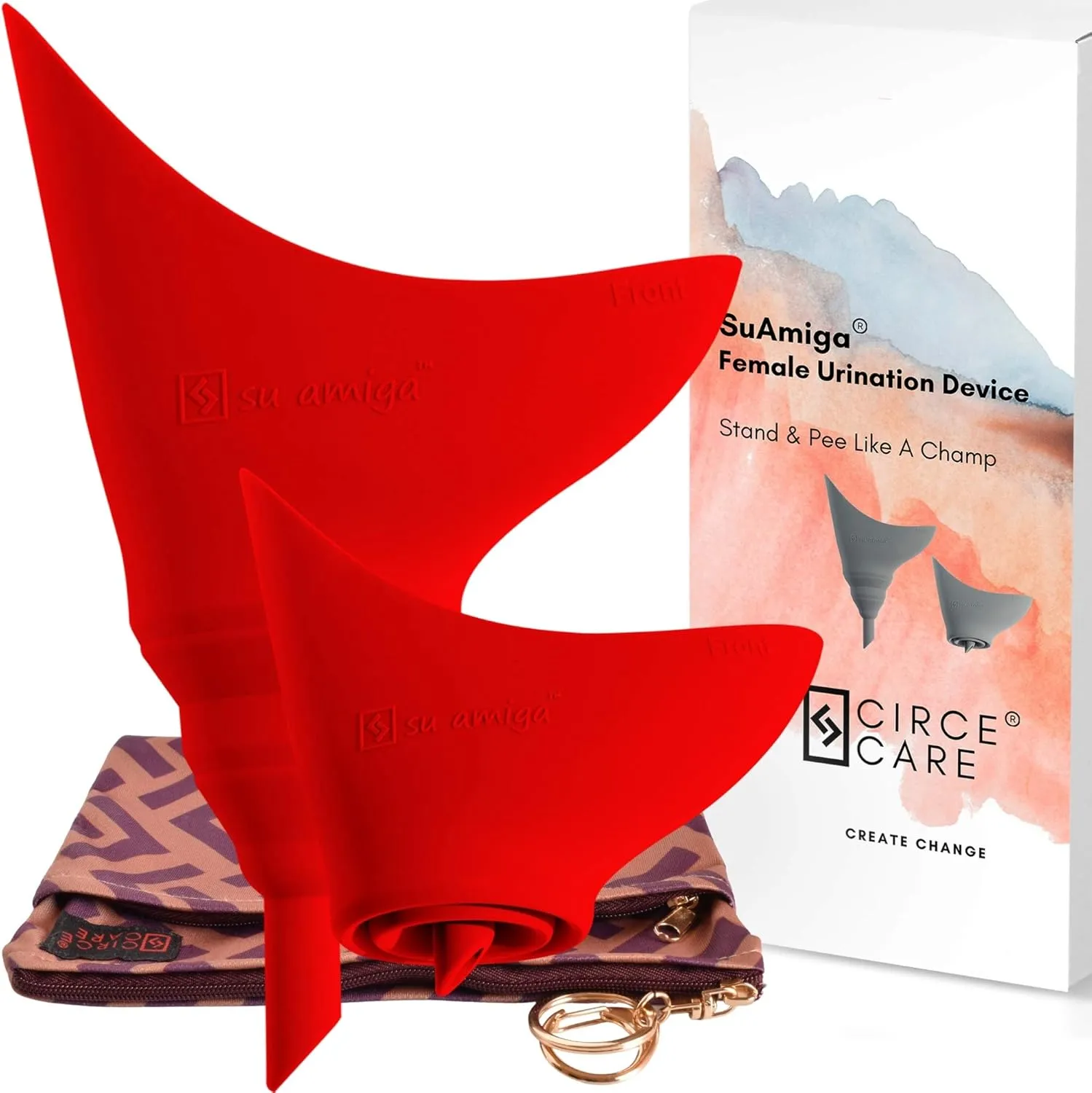 SuAmiga Female Urination Device Collapsible Female Urinal; Portable Reusable Urinal for Women to Pee Standing Up; Women Pee Funnel for Travel, Camping, Hiking, Outdoor (Soft,Firm,Plus Size)