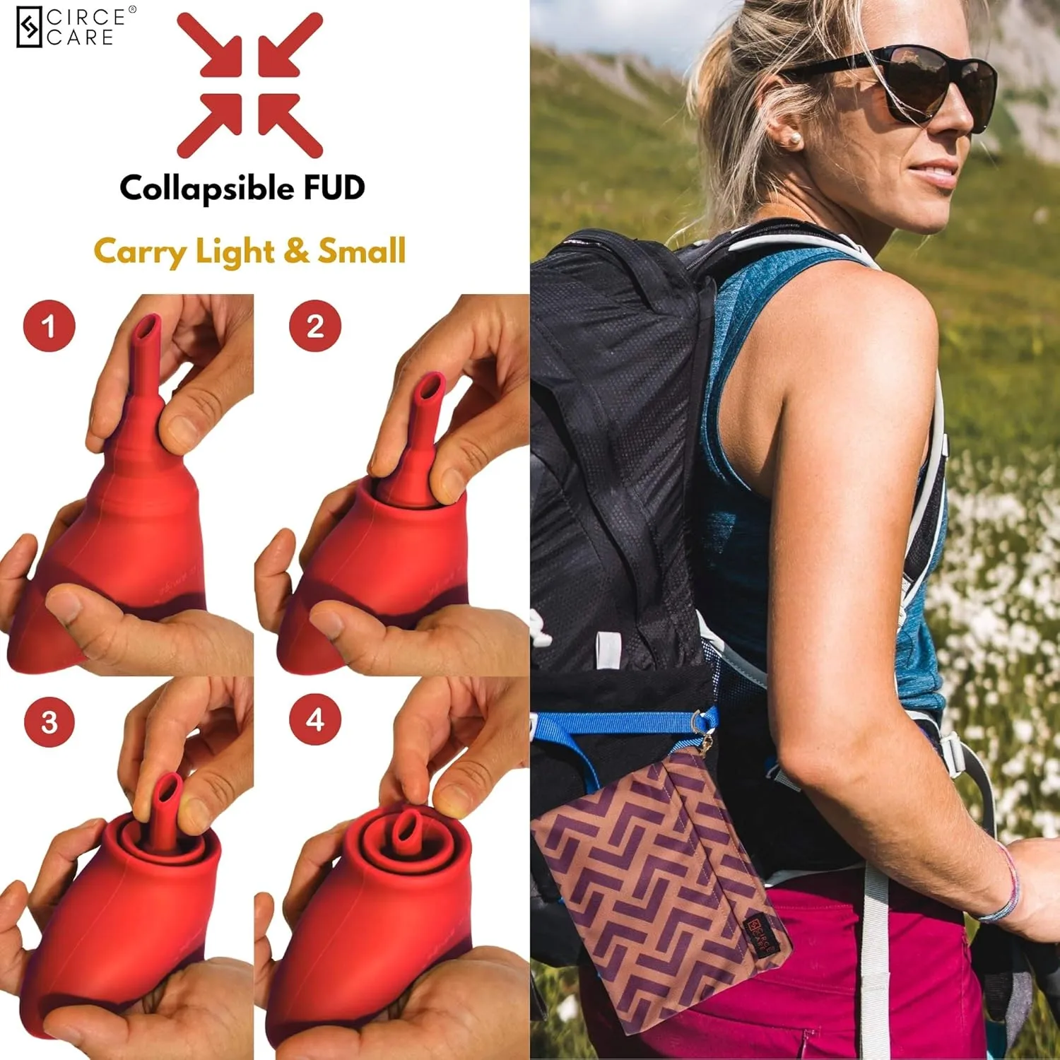 SuAmiga Female Urination Device Collapsible Female Urinal; Portable Reusable Urinal for Women to Pee Standing Up; Women Pee Funnel for Travel, Camping, Hiking, Outdoor (Soft,Firm,Plus Size)