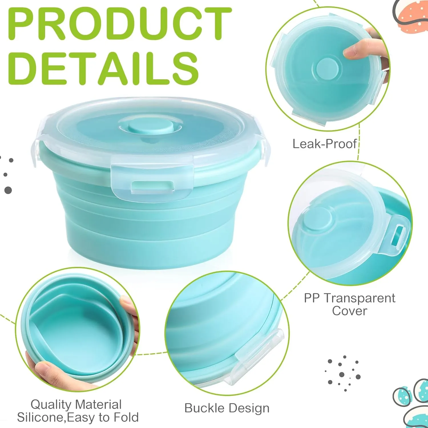 Suclain 4 Pcs Camping Bowl with Lid Collapsible Silicone Lunch Box Salad Bowl Expandable Food Storage Container Folding Travel Container for Hiking Camping(Red, Pink, Blue, Green,41 oz)