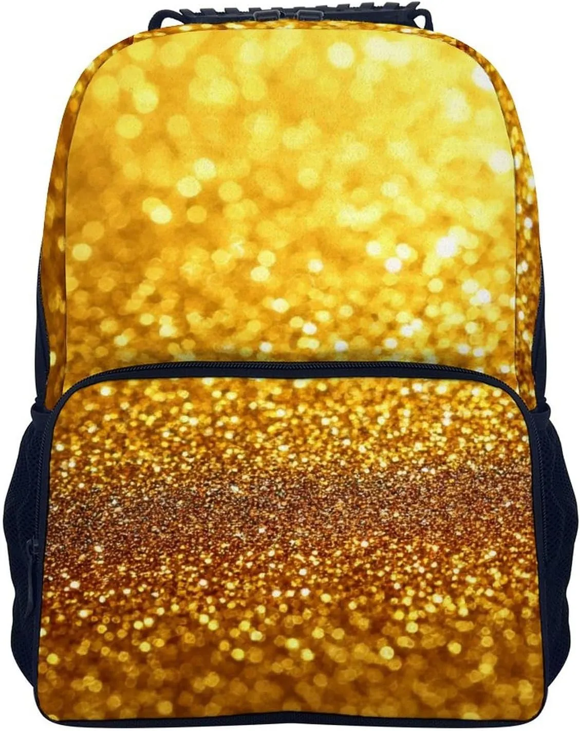 Supdreamc Lightweight Daypack Backpack for Trekking Work Running - Big Capacity Multipurpose Anti-Theft Bookbag, Beautiful Gold Bling Glitter Sparkles Pattern Business Computer Bag