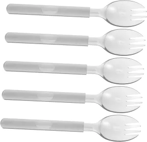 SUPVOX 100pcs Integrated Camping Fork Spoon Set Portable Plastic Cutlery Compact Durable for Outdoor Activities Hiking Picnic (grey)