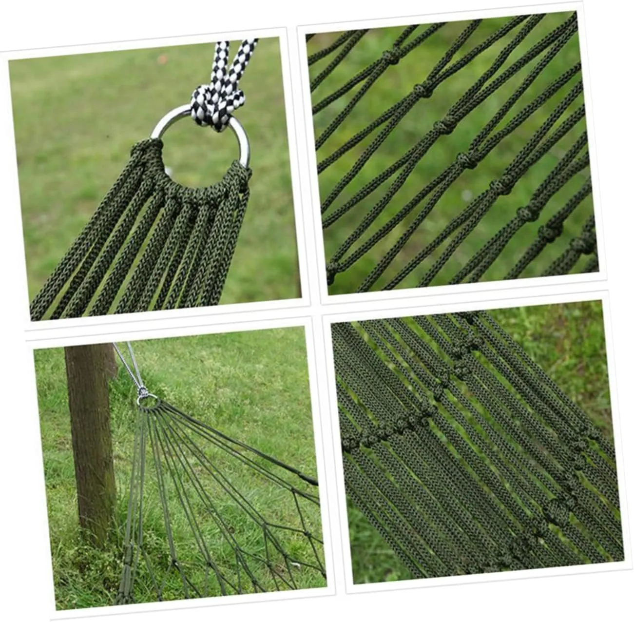 SUPVOX 1pc Nylon Mesh Hammock Portable Rope Sleeping Net for Outdoor Camping Hiking and Travel Lightweight and Easy to Store Dark Green Random Style