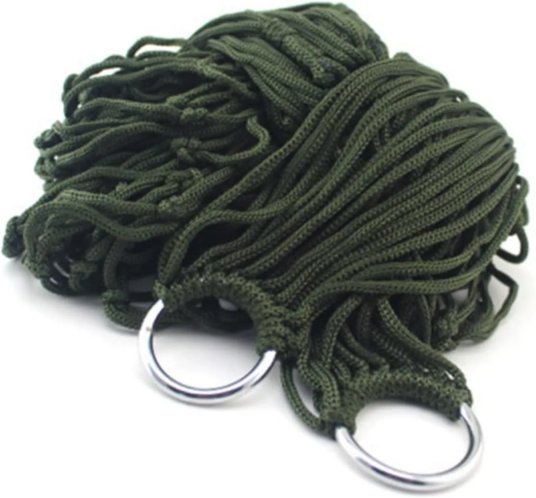 SUPVOX 1pc Nylon Mesh Hammock Portable Rope Sleeping Net for Outdoor Camping Hiking and Travel Lightweight and Easy to Store Dark Green Random Style