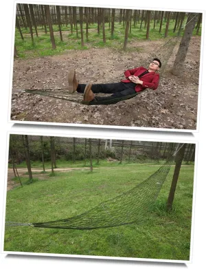 SUPVOX 1pc Nylon Mesh Hammock Portable Rope Sleeping Net for Outdoor Camping Hiking and Travel Lightweight and Easy to Store Dark Green Random Style