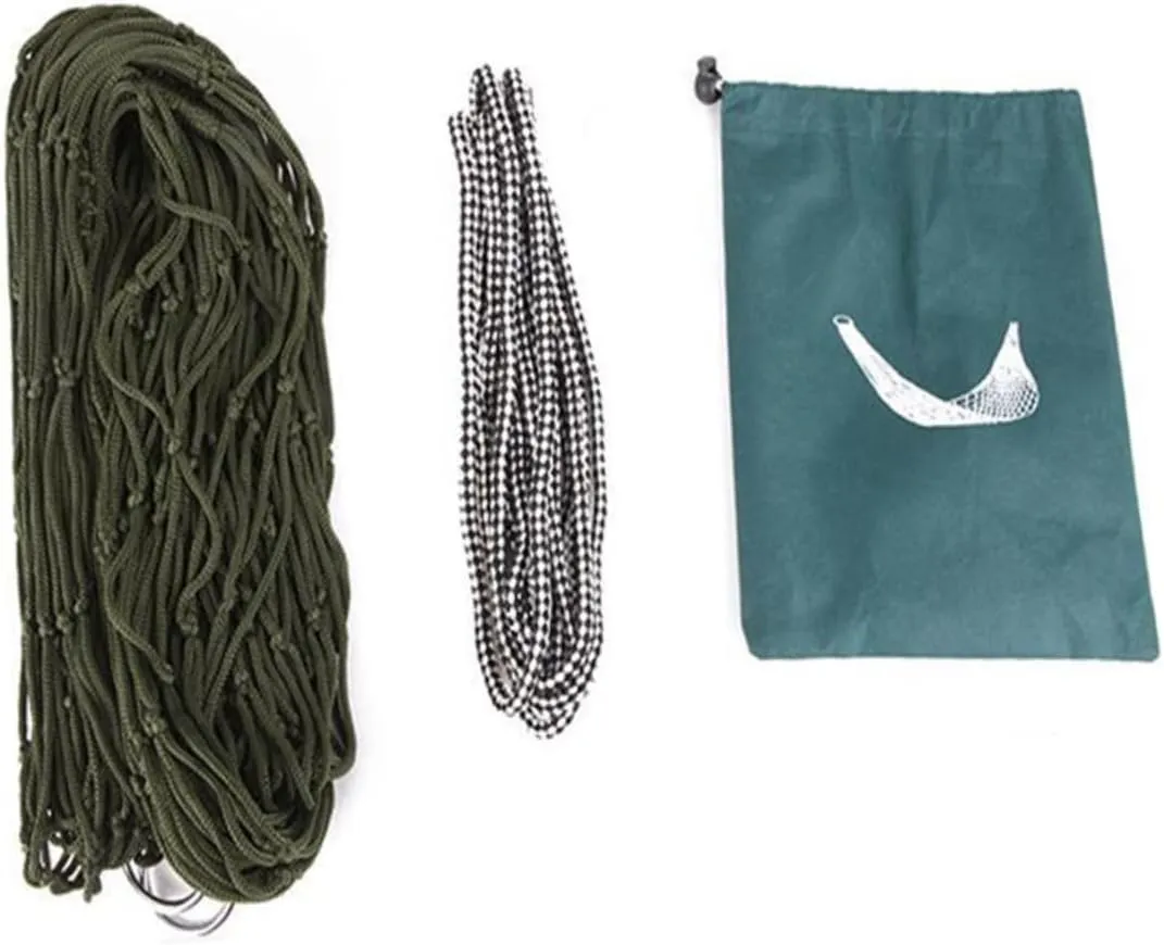 SUPVOX 1pc Nylon Mesh Hammock Portable Rope Sleeping Net for Outdoor Camping Hiking and Travel Lightweight and Easy to Store Dark Green Random Style