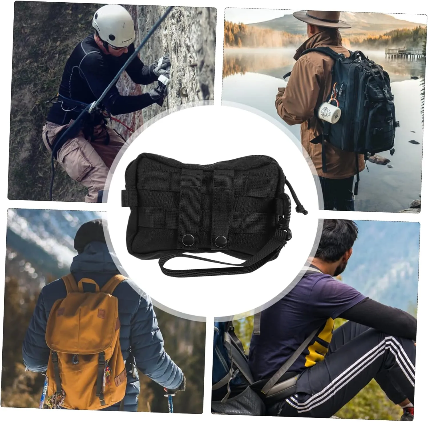 SUPVOX 2pcs Outdoor Sports Waist Bag Nylon Utility Pouch Compartments for Hiking Climbing Travel More Multi-purpose Storage Pack for Tools Phone Keys Cards