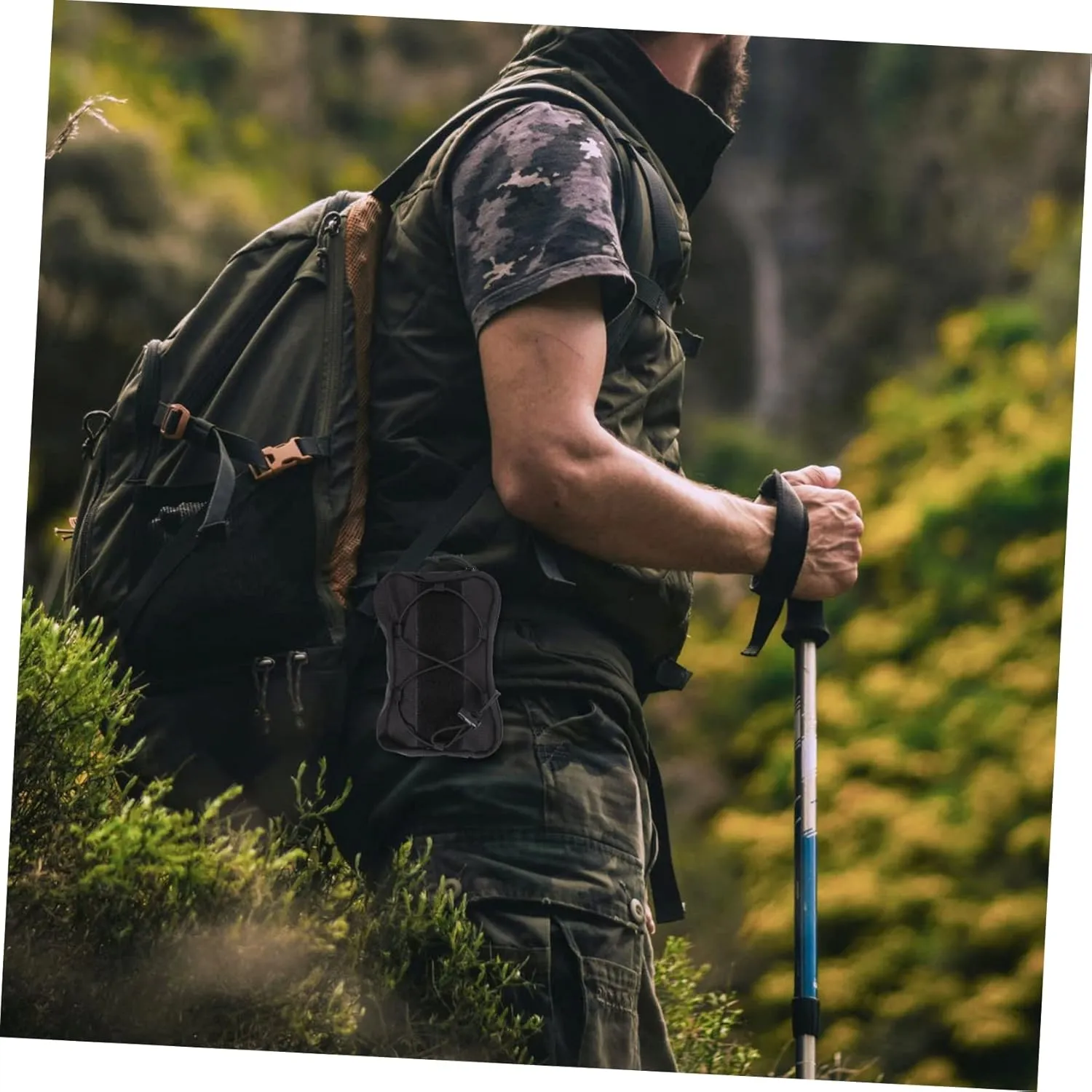 SUPVOX 2pcs Outdoor Sports Waist Bag Nylon Utility Pouch Compartments for Hiking Climbing Travel More Multi-purpose Storage Pack for Tools Phone Keys Cards