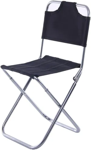 SUPVOX Aluminum Alloy Folding Chair Portable Outdoor Fishing Stool Lightweight Collapsible Camping Chair Black Silver for Travel Hiking and Outdoor Activities