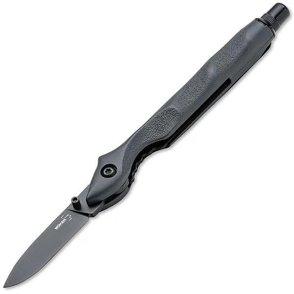 Survival Pen Knife, Gray Aluminum Handle, Drop Point Plain