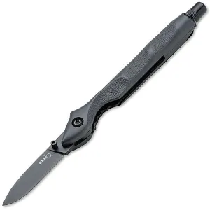 Survival Pen Knife, Gray Aluminum Handle, Drop Point Plain