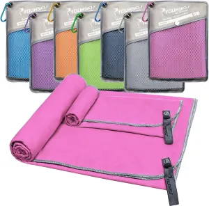 SYOURSELF 2 Pack Microfiber Towel, Quick Dry Towel Travel Towel, Super Absorbent Compact Camping Towel Large Beach Towel Oversized Sport Towel for Backpacking Pool Workout Bath(XL:72"x32" 12"x24")