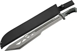 SZCO Supplies 25" Silver Machete Knife with Sheath – Gardening knife with Durable 19-Inch Stainless Steel Blade, Rubberized Handle- Outdoor Knife, Bushcraft Knife, Hunting Knives, Gardening Tools