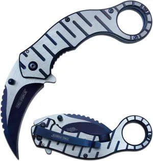 Tac-Force- Folding Pocket Knife – Blue TiNite and Satin Finish Stainless Steel Hawkbill Blade and Handle with Pocket Clip, Liner Lock, Tactical, EDC, Rescue - TF-952BL