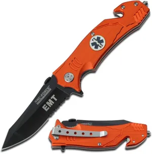 TAC Force TF-515 Series Assisted Opening Folding Knife, Black Half-Serrated Blade, Aluminum Handle, 4-1/2-Inch Closed