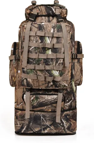 Tactical Backpack Military Molle Hiking 36-55L Camouflage Mountaineering Bag Tactical Trekking Bag Cycling Rainforest Brown Camouflage