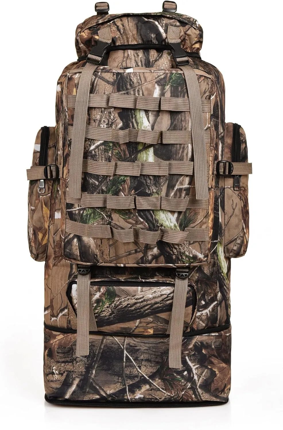 Tactical Backpack Military Molle Hiking 36-55L Camouflage Mountaineering Bag Tactical Trekking Bag Cycling Rainforest Brown Camouflage