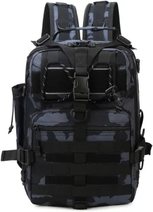 Tactical Backpack Military Molle Hiking 36-55L Outdoor mountaineering bag trekking touring fishing blue and black camouflage