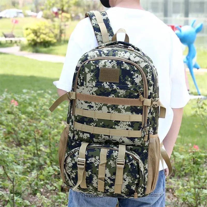 Tactical Backpack Military Molle Hiking 36-55L tactical camouflage outdoor sports camouflage bag hiking jungle camouflage dark green