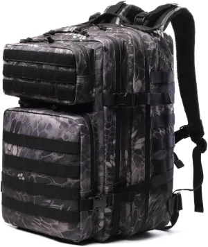 Tactical Backpack Military Molle Hiking 45L Multifunctional camouflage sport mountaineering in camouflage black