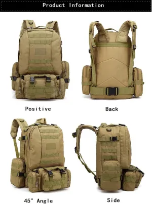 Tactical Backpack Military Molle Hiking 55L Outdoor mountaineering camping traveling camouflage tactical desert digital