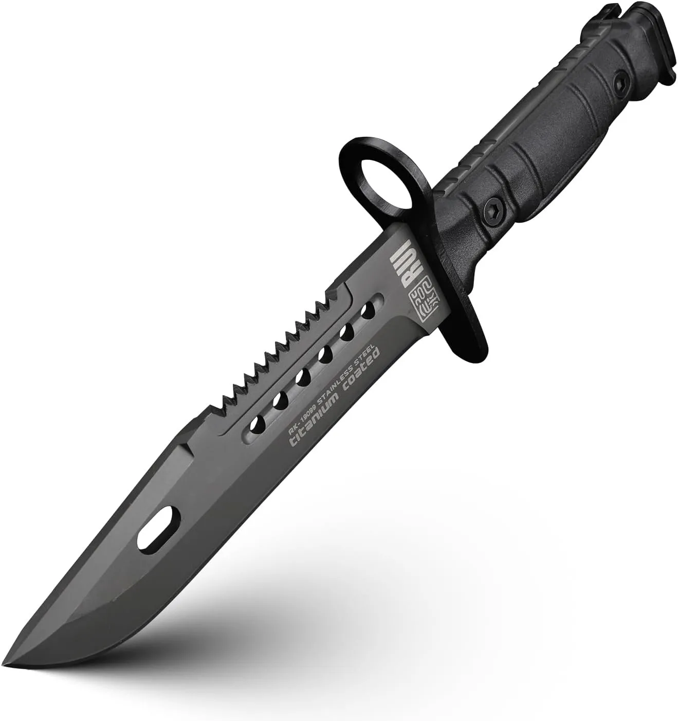 Tactical fixed blade survival knife, total length 13 inches (black)