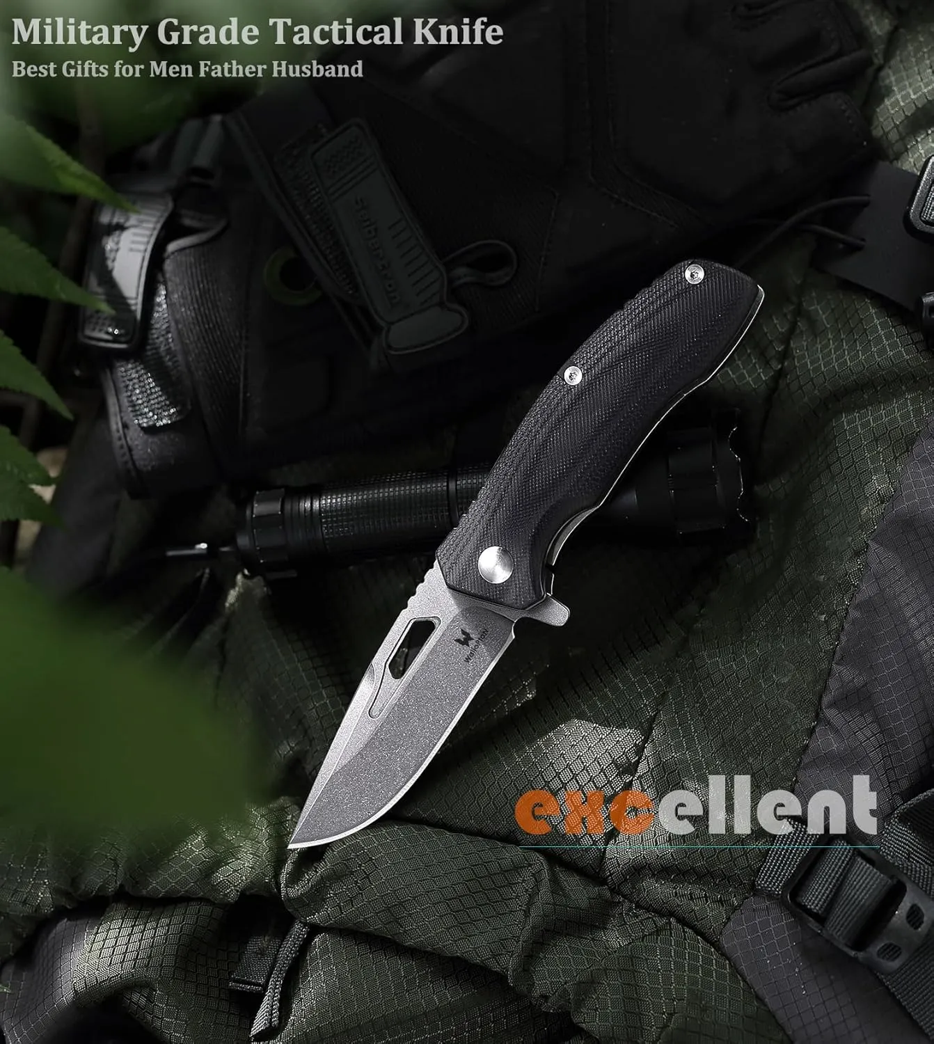 Tactical Folding Knife - CPM S35VN Steel, G10 Handle - Plump Linear Blade Design - Great for Outdoor Survival Camping Hunting, Ideal Gifts for Men. Eagleye Series