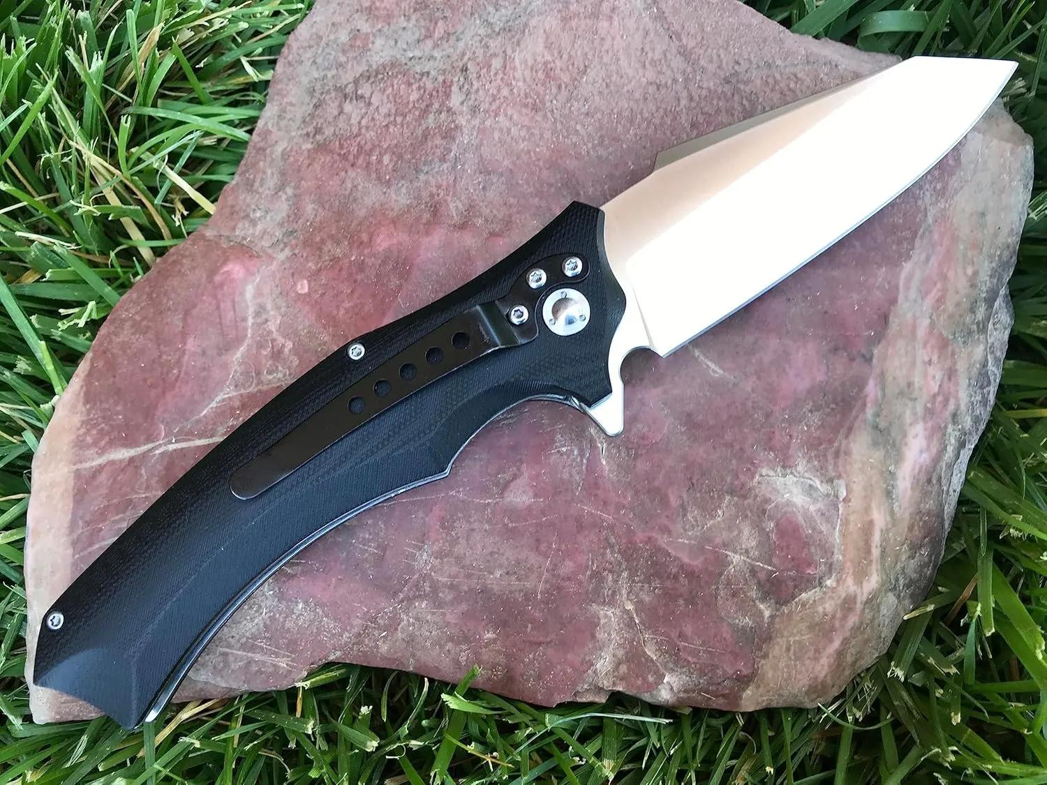 TACTICAL GEARZ Pocket Folding Knife, G10 Handle, 9Cr18MoV Stainless Steel Blade, Includes Sheath (Vex)
