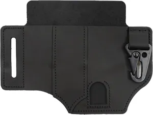 Tactical Leather Holster for Multi Tools with Quick Release, Survival Pouch and Belt Loop for Flashlight and Knife