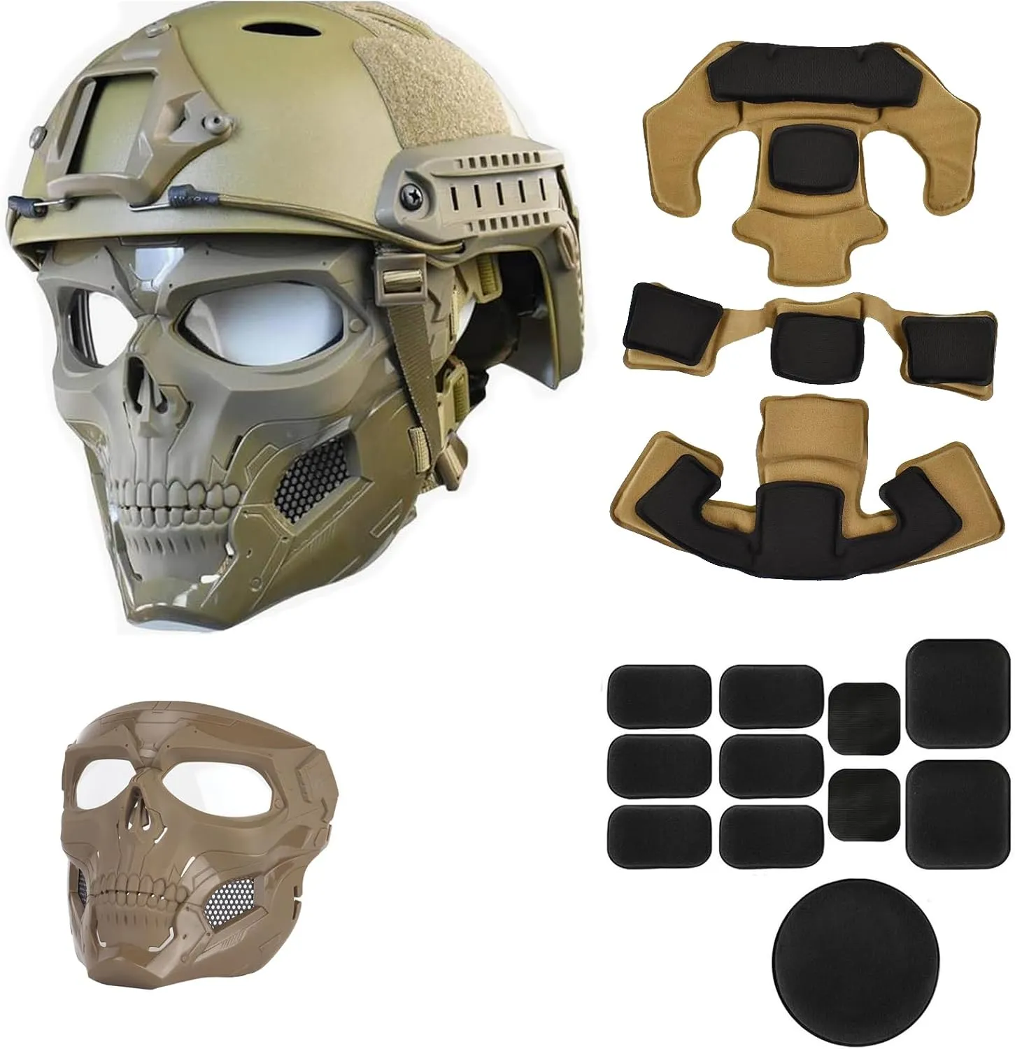 Tactical Mask Protective Full Face Clear Goggle Skull mask Dual Mode Wearing Design Adjustable Strap