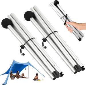 Tarp Poles Adjustable Tent Poles for Tarp 10 Sections Aluminum Replacement Tent Poles Non-Slip Shade Sail Poles for Camping Hiking Outdoor Sport, 79 inch 2PCS.
