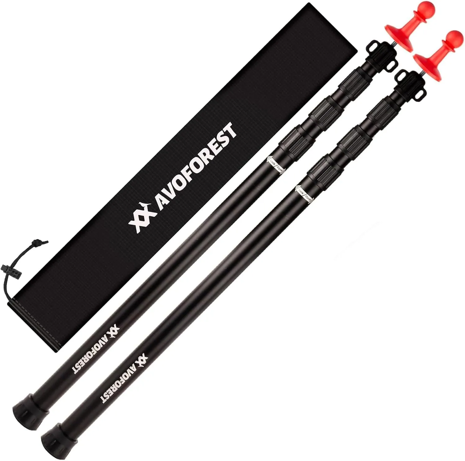Tarp Poles Heavy Duty Adjustable, AVOFOREST Aviation Aluminum 8.7FT Tent Poles Lengthen and Thicken with Protection Cap Awning Poles Set of 2 for Hiking