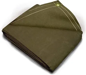 Tarps Now 7x9 ft Heavy Duty Canvas Tarp| 18 MIL Industrial Grade Fabric, Tear Resistance, Reinforced Edges, Brass Grommets | Ideal for Construction, Trucking, Manufacturing, Automotive –Olive Color
