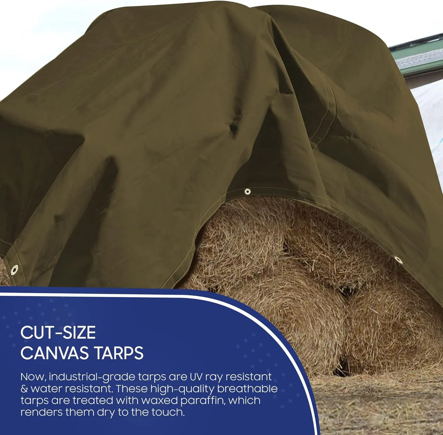 Tarps Now 7x9 ft Heavy Duty Canvas Tarp| 18 MIL Industrial Grade Fabric, Tear Resistance, Reinforced Edges, Brass Grommets | Ideal for Construction, Trucking, Manufacturing, Automotive –Olive Color
