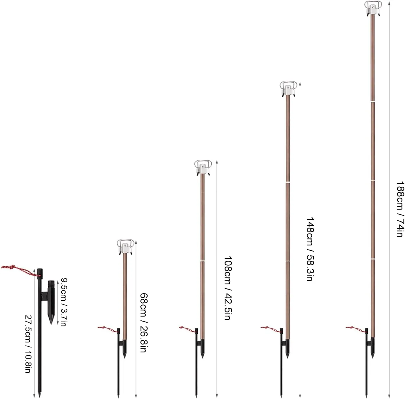 TARSHYRY 16mm Thick Aluminum Poles, Extremely Strong, Lightweight Camping lamp Hanging Hook, with Easy Setup and Collapsible Design, for Camping, Hiking, Fishing, Garden, BBQ