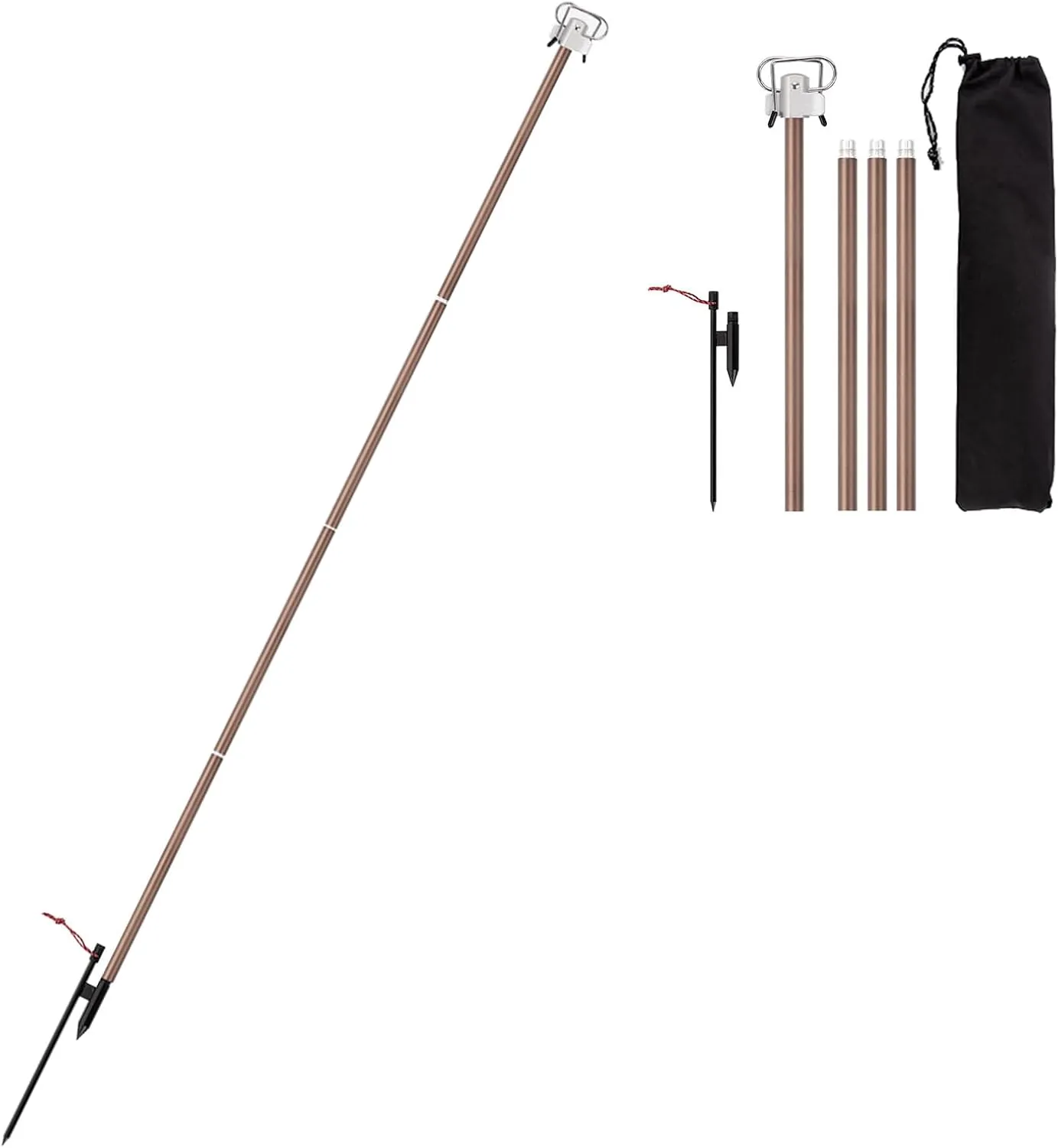 TARSHYRY 16mm Thick Aluminum Poles, Extremely Strong, Lightweight Camping lamp Hanging Hook, with Easy Setup and Collapsible Design, for Camping, Hiking, Fishing, Garden, BBQ