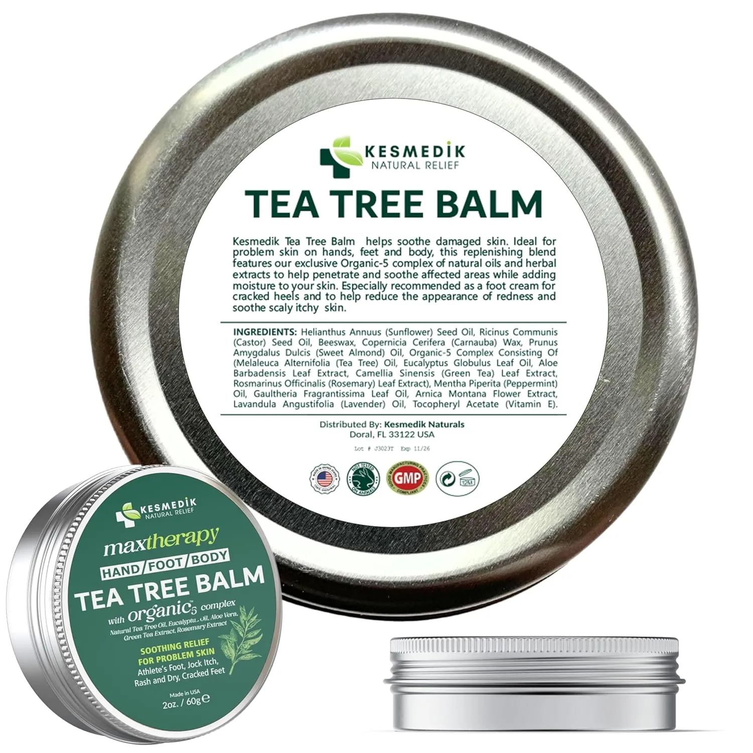 Tea Tree Oil Balm MaxTherapy | Botanical Ointment for Feet, Scalp & Body, Soothes Itchy Skin, Rashes, Softens Dryness & Cracked Skin, Gentle & Effective for All Ages (2-Pack)