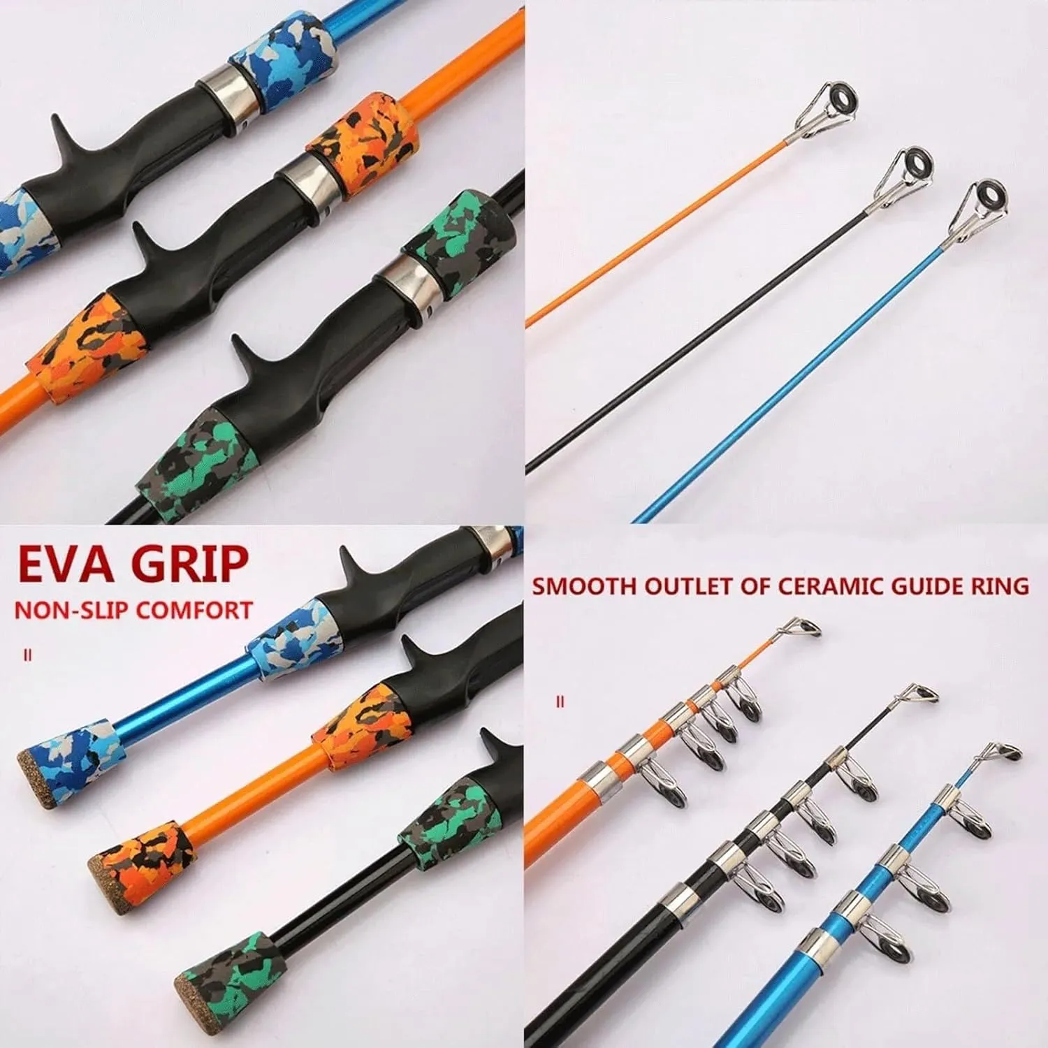 Telescopic Fishing Rod, 1.3m-1.8m Carbon Fiber, Lightweight & Portable, Smooth Ceramic Guides, EVA Handle, Ideal for Bass, Trout & More