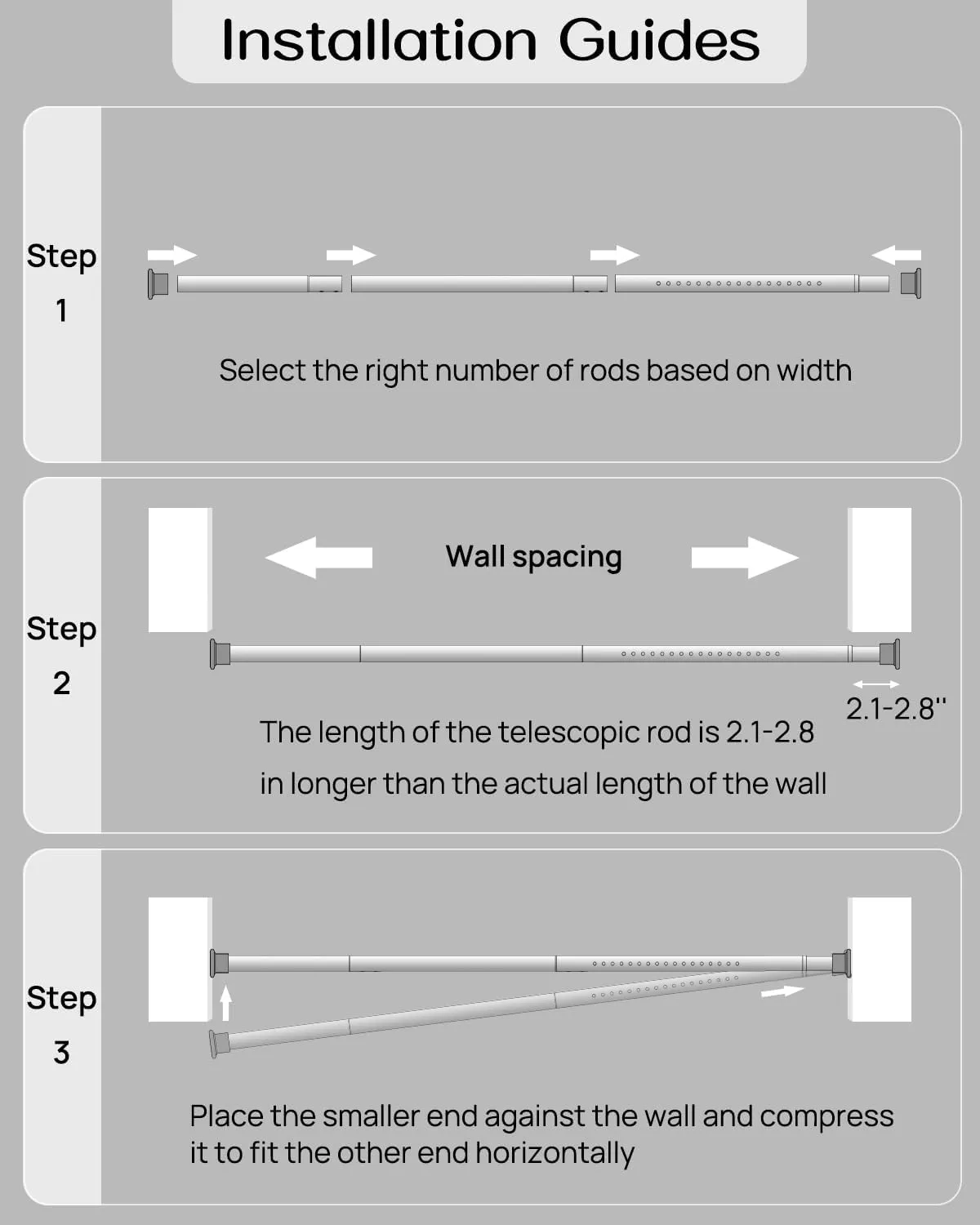 Tension Curtain Rod by EZFurni,42-123 Inches,Heavy Duty Tension Rods for Windows, No Drilling Adjustable Curtain Rod for Patio, Hold Up Blackout Curtains and Non Slip, White