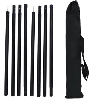 Tent Pole Support Frames Kit Outdoor Support， 2.4m Tarp Poles 240cm Adjustable Heavy Duty Iron Support Pole Shelter Awning Canopy Rod Camping Equipment Outdoor Accessories(1 pair 2.4m poles)