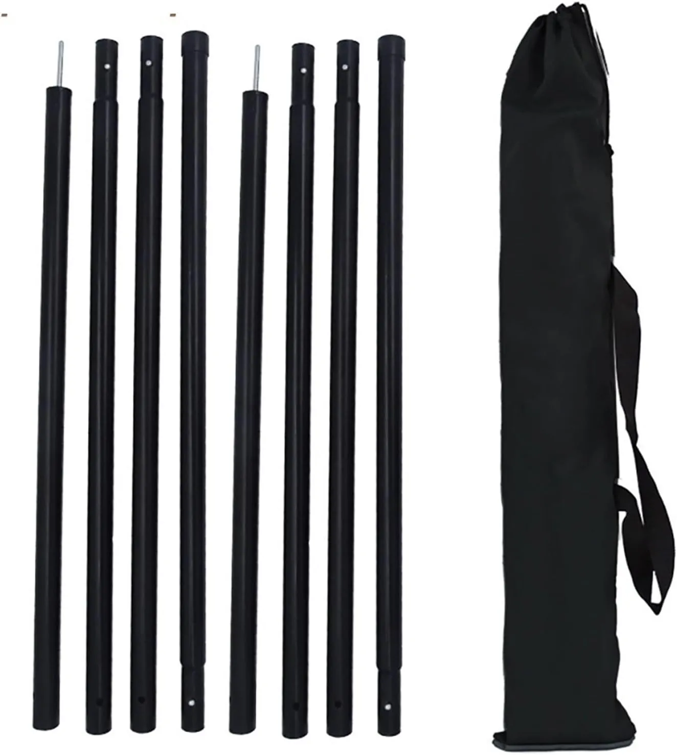 Tent Pole Support Frames Kit Outdoor Support， 2.4m Tarp Poles 240cm Adjustable Heavy Duty Iron Support Pole Shelter Awning Canopy Rod Camping Equipment Outdoor Accessories(1 pair 2.4m poles)