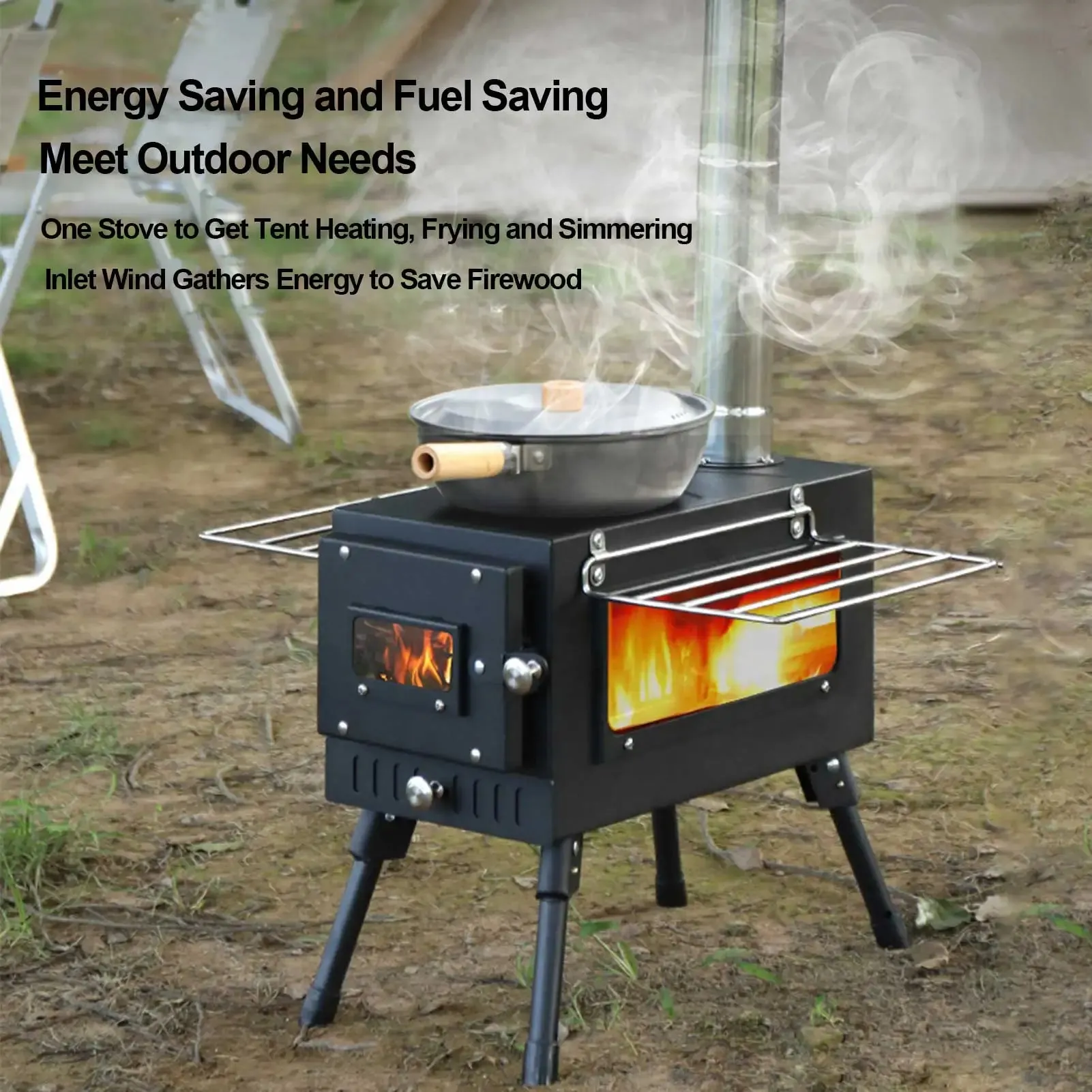 Tent Stove Camping Wood Stove Folding Stoves Fire Wood Heater For Winter Portable Barbecue Stove Grill For Camping Accessories