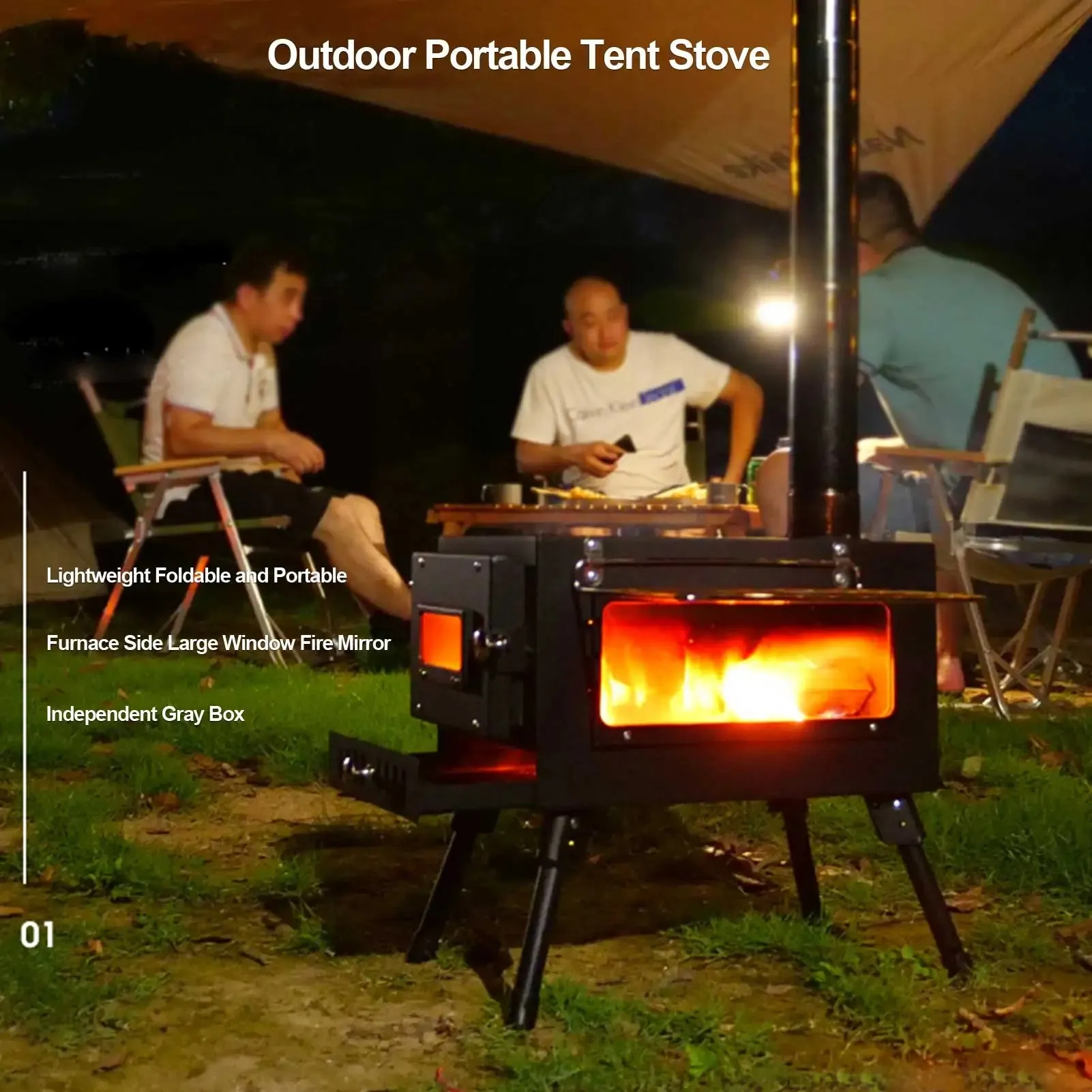 Tent Stove Camping Wood Stove Folding Stoves Fire Wood Heater For Winter Portable Barbecue Stove Grill For Camping Accessories