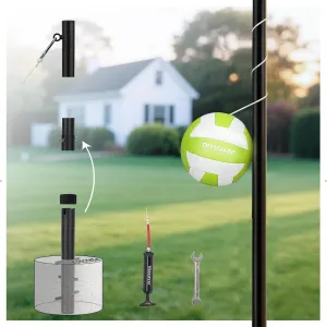 Tetherball Set, Tether Balls and Rope Set with Pole 10.43ft Height Heavy Duty, Tetherball Equipment Kit for Backyard Outdoors Kids and Adult (No Base Included)
